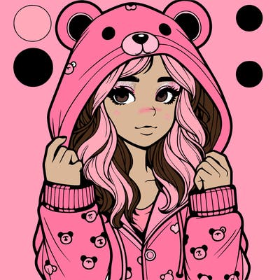 realistic girl in a animal pjs hoodie