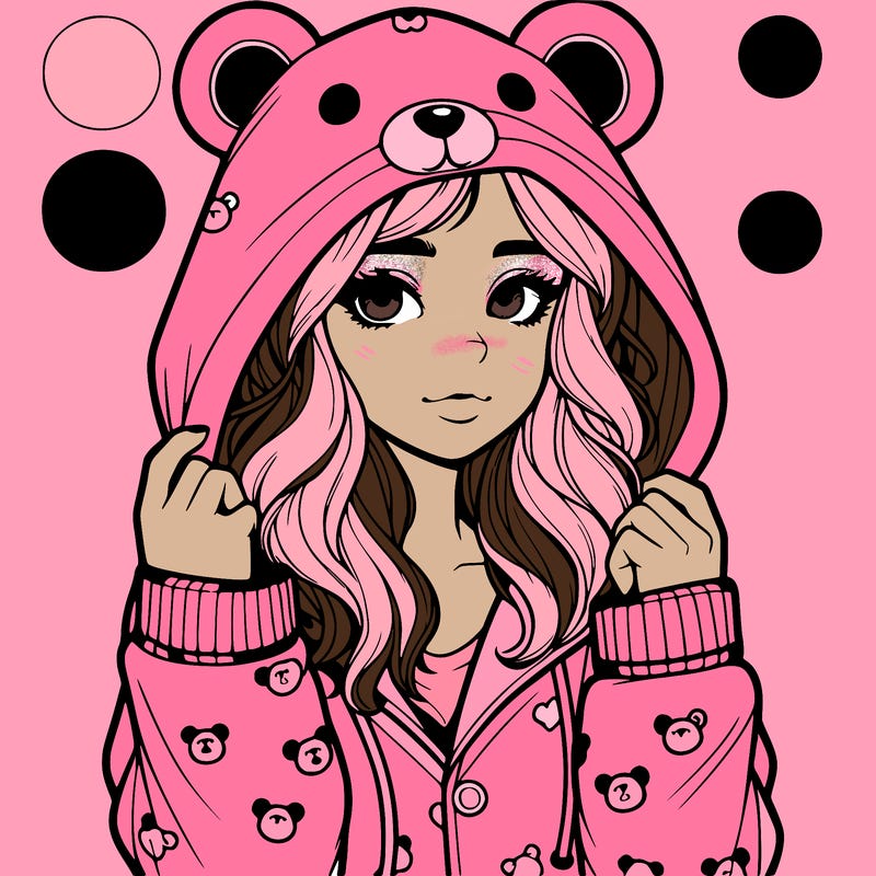 realistic girl in a animal pjs hoodie