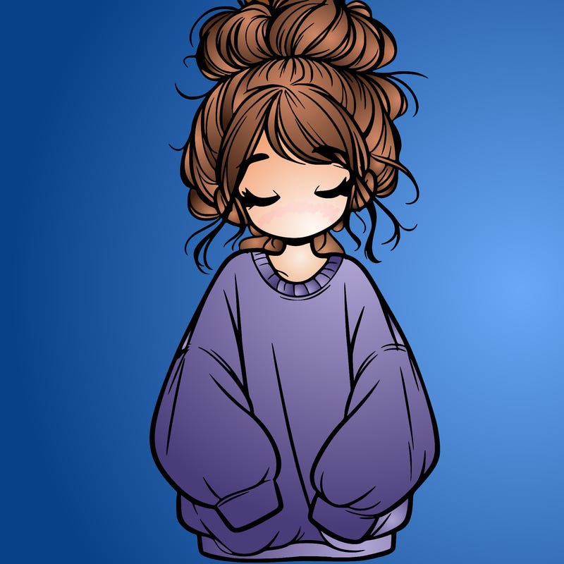 girl with baggy sweatshirt and messy bun