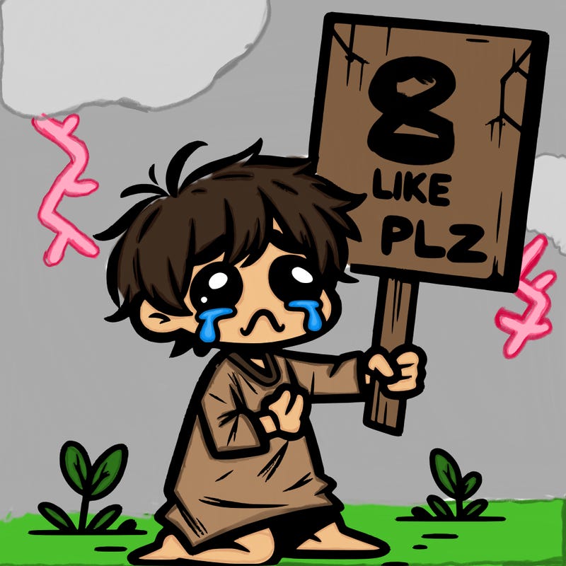 small poor toddler crying with sign that says 2 like plz