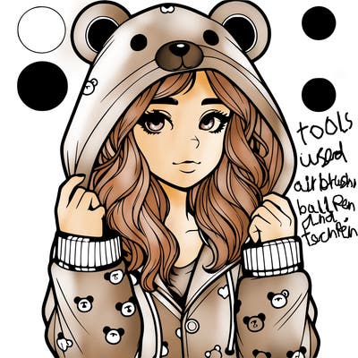 realistic girl in a animal pjs hoodie