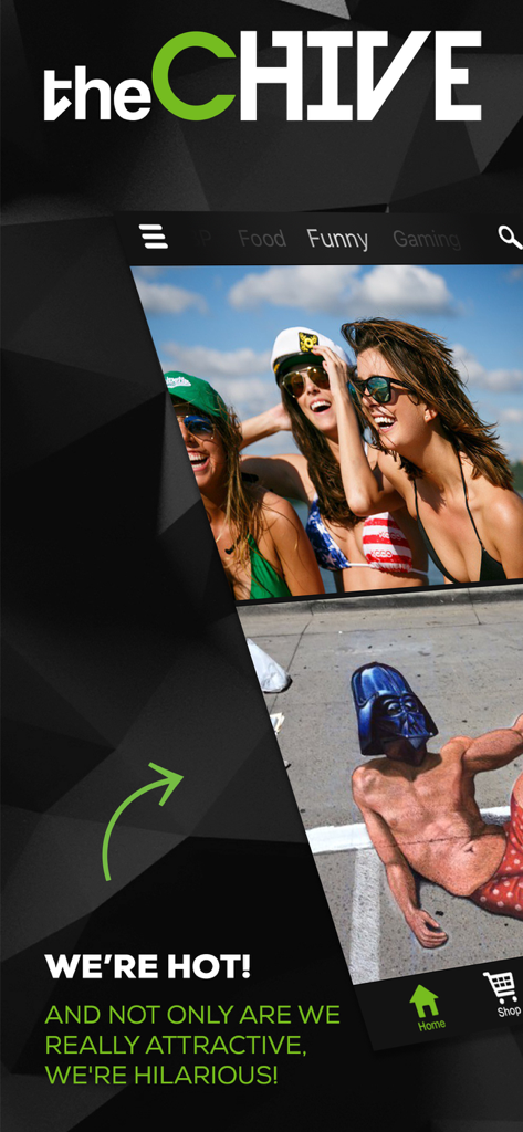 theCHIVE app interface displaying a feed of funny images and lifestyle content