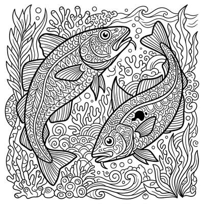 Explore the depths with this captivating Zentangle Cod & Haddock coloring page, where intricate patterns meet the serene beauty of marine life. Perfect for those seeking a detailed and meditative artistic escape, this design invites you to bring the ocean's magic to life with your colors.
