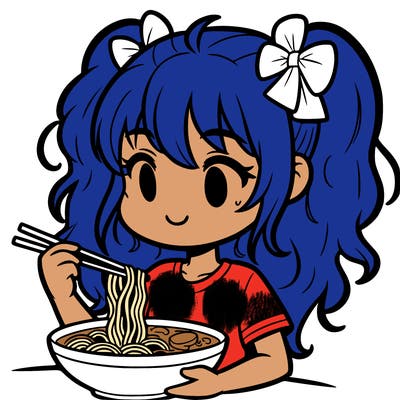 a girl eating ramen