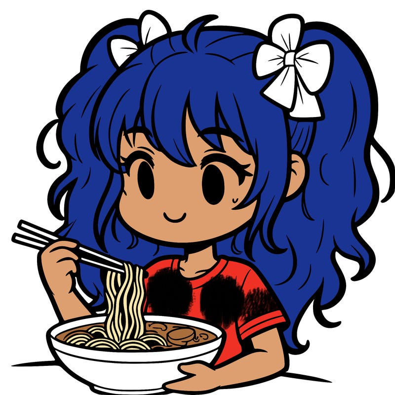 a girl eating ramen