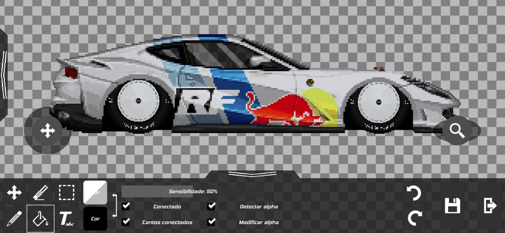 Estilo BR: Online Drag Racing - Personalizando un auto deportivo con una librea de carreras en el editor de arte pixelado de Estilo BR.