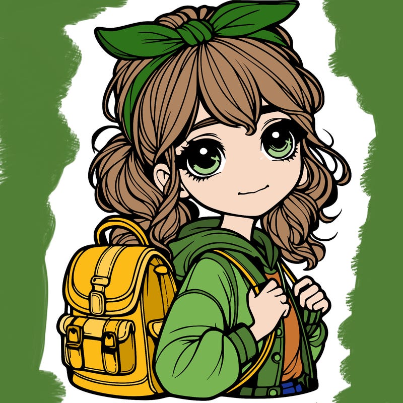 very realistic girl with a backpack