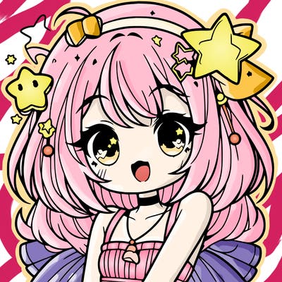 cute anime girl with star accessories