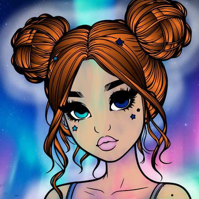 realistic girl with space buns