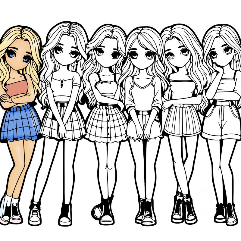 a group of girls realistic