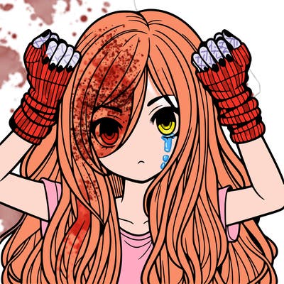 long haired girl with fingerless gloves