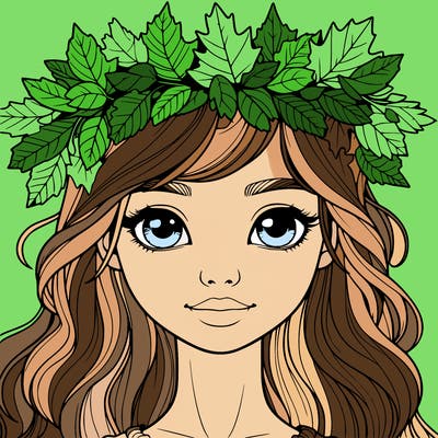 realistic girl with fall leaf crown