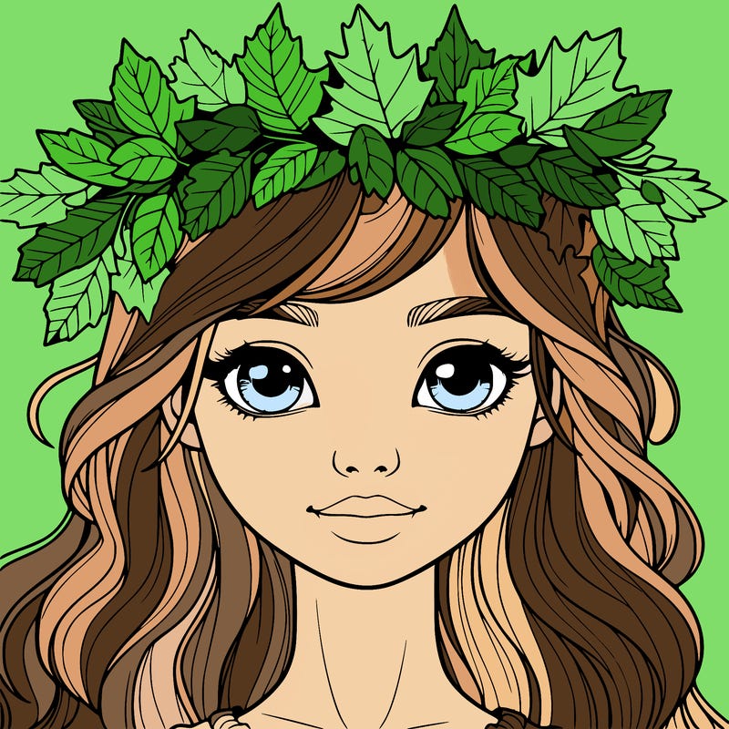 realistic girl with fall leaf crown