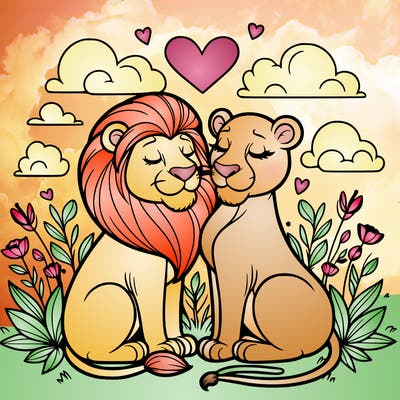 lion and lioness inlove