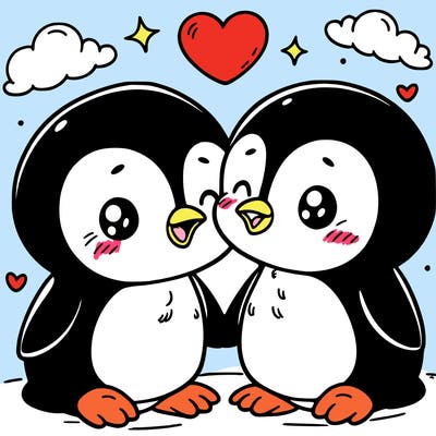cute penguins in love