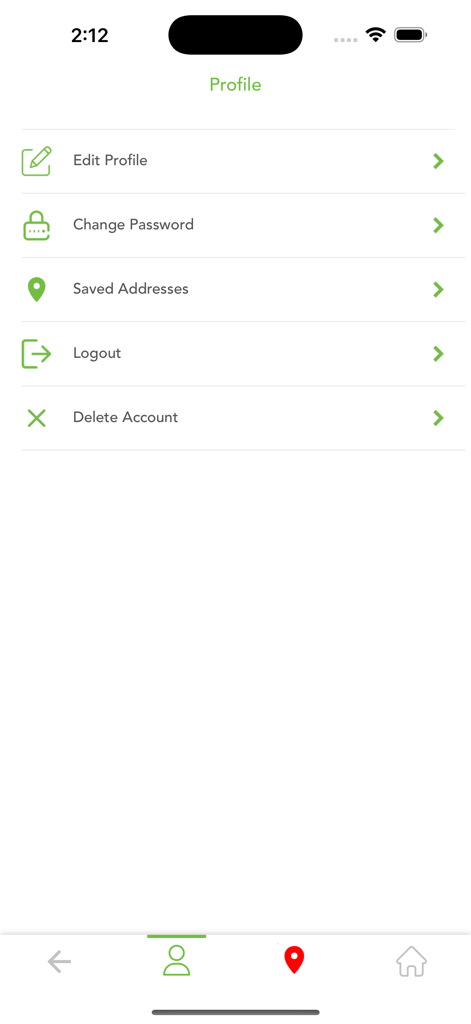 Profilverwaltungsbildschirm der OulaFuel-App mit Optionen für Kontoeinstellungen wie Profil bearbeiten und abmelden.