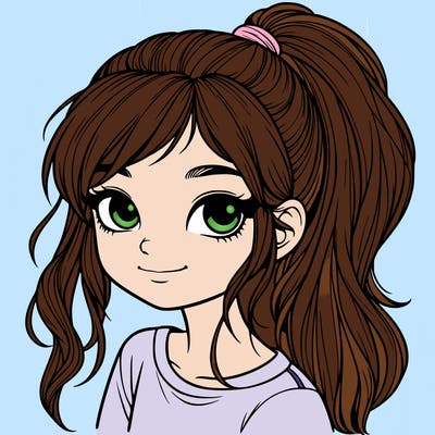 realistic girl with ponytail