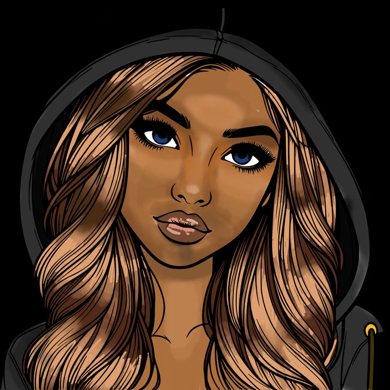 realistic beautiful girl with a hood on