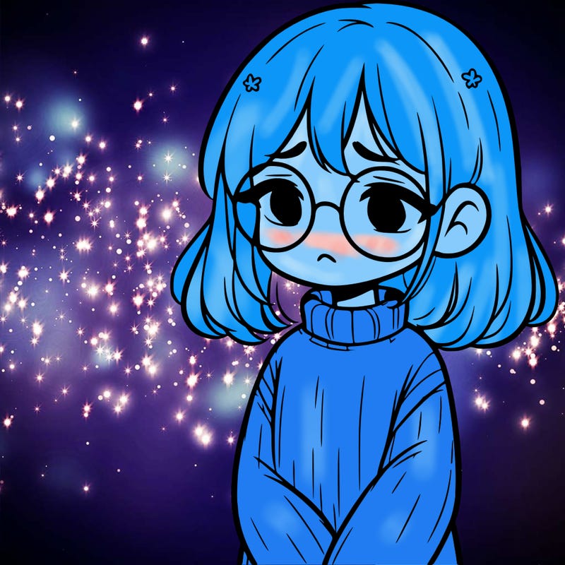 sad girl with glasses in a sweater