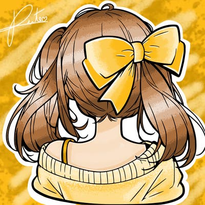 anime girl with bow in back of hair