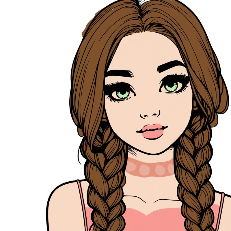 realistic girl with braids