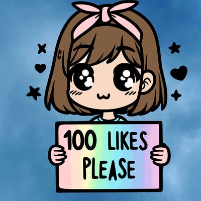 girl holding sign saying 100 likes please