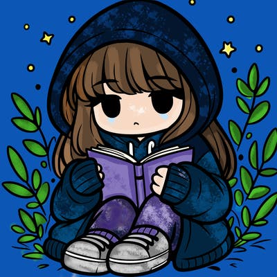 girl in oversized hoodie reading a book