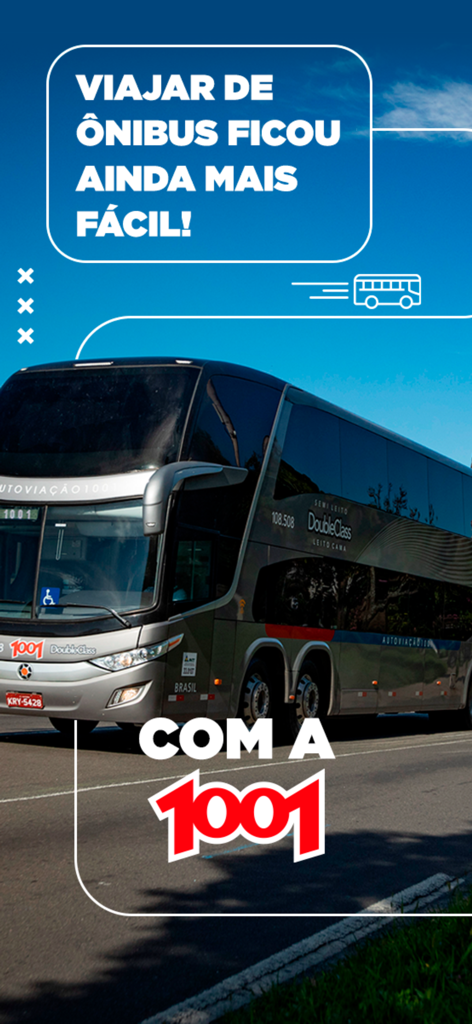 Autoviação-1001 - Um moderno ônibus de dois andares cinza da Autoviacao 1001 para viagens confortáveis no Brasil