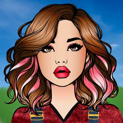 realistic girl with wavy hair and lips
