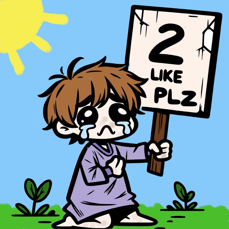 small poor toddler crying with sign that says 2 like plz