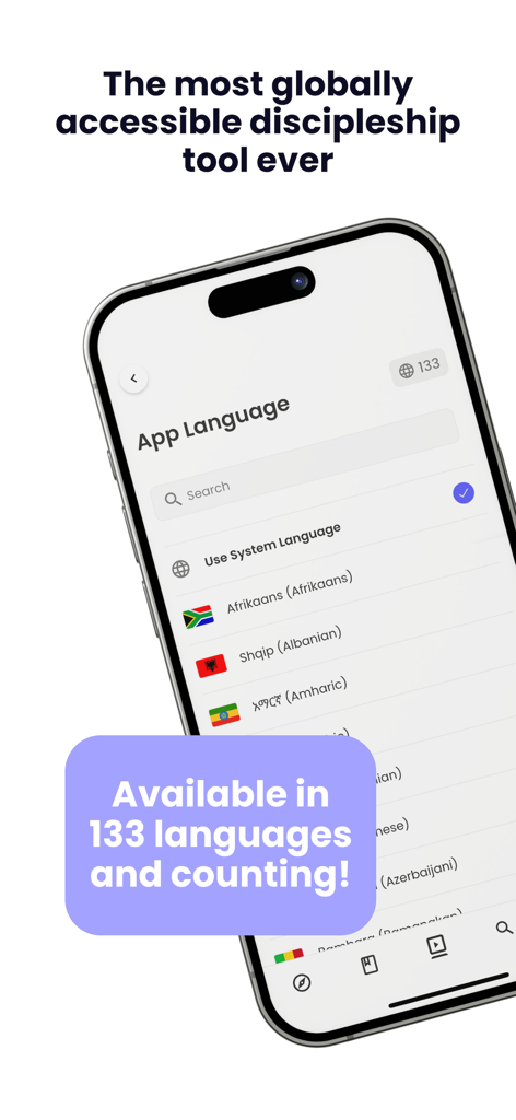 MessengerX App - MessengerX app screen showing support for 133 different languages