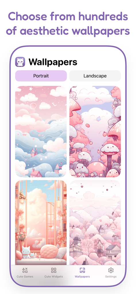 CuteKit Cute Aesthetic Widgets - A selection of cute and aesthetic pastel wallpapers in the CuteKit app