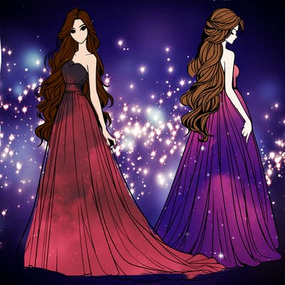 realistic woman with long flowing dress