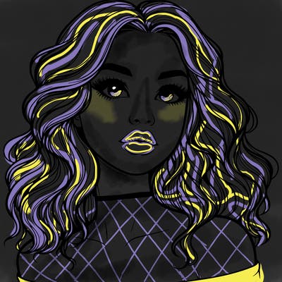 realistic girl with wavy hair and lips