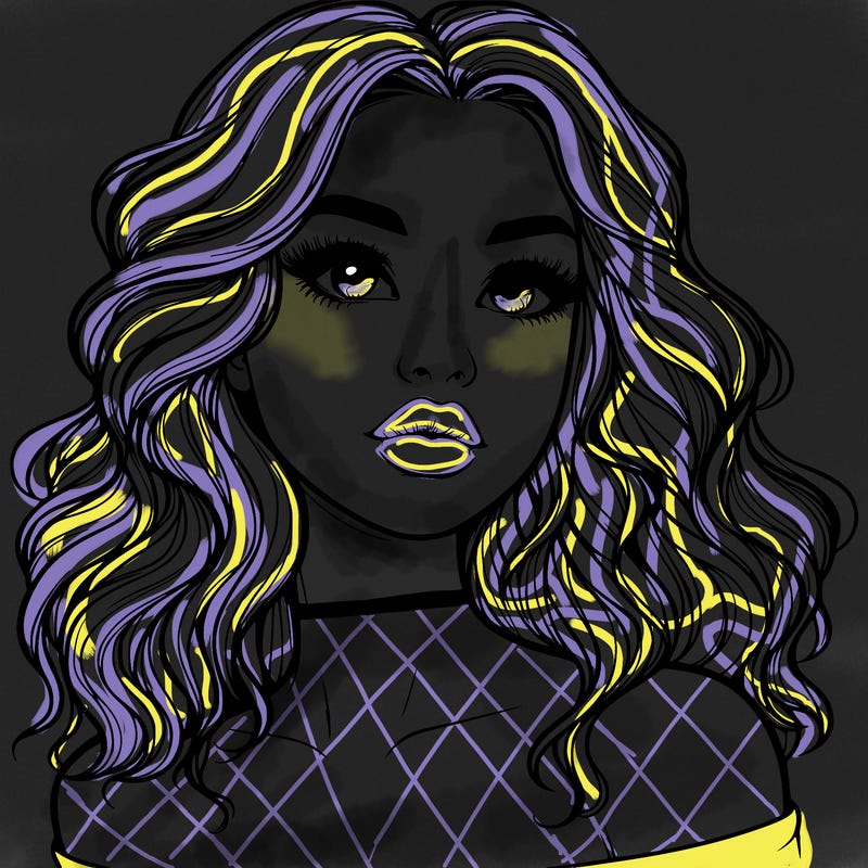 realistic girl with wavy hair and lips