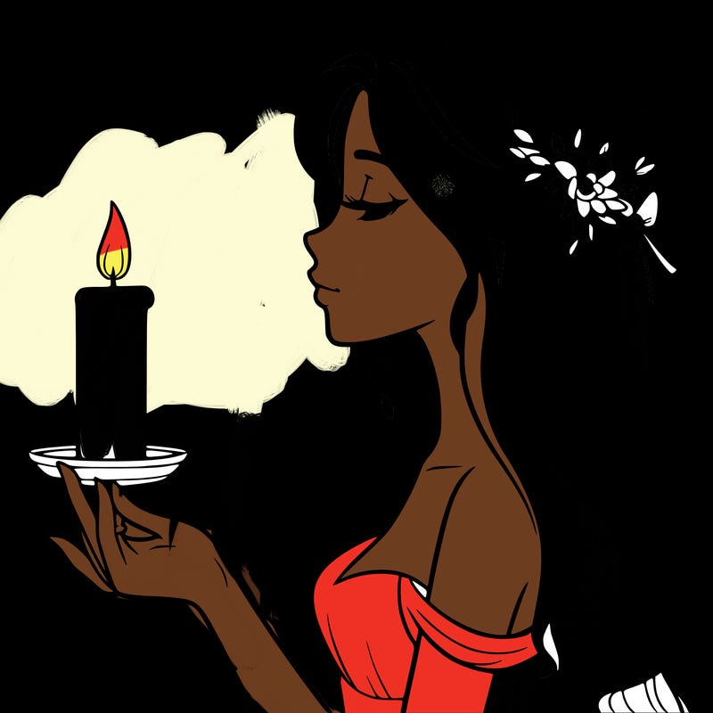 side view of a beautiful girl holding a candle