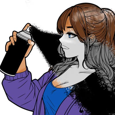a realistic girl spray, painting