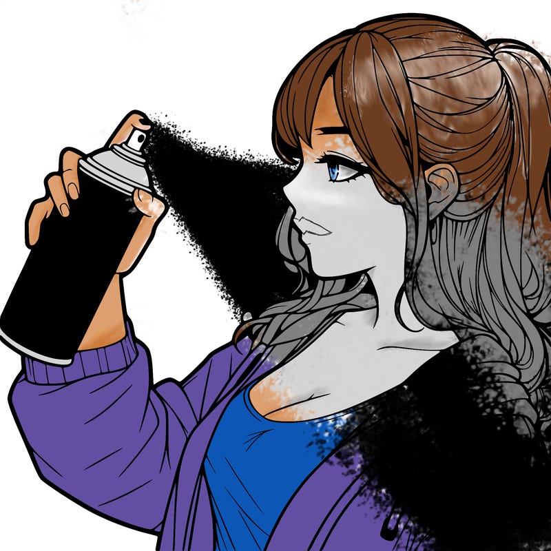 a realistic girl spray, painting