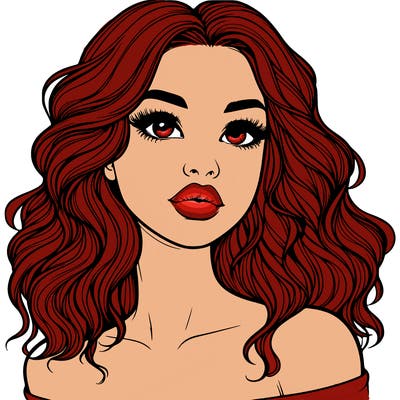 realistic girl with wavy hair and lips