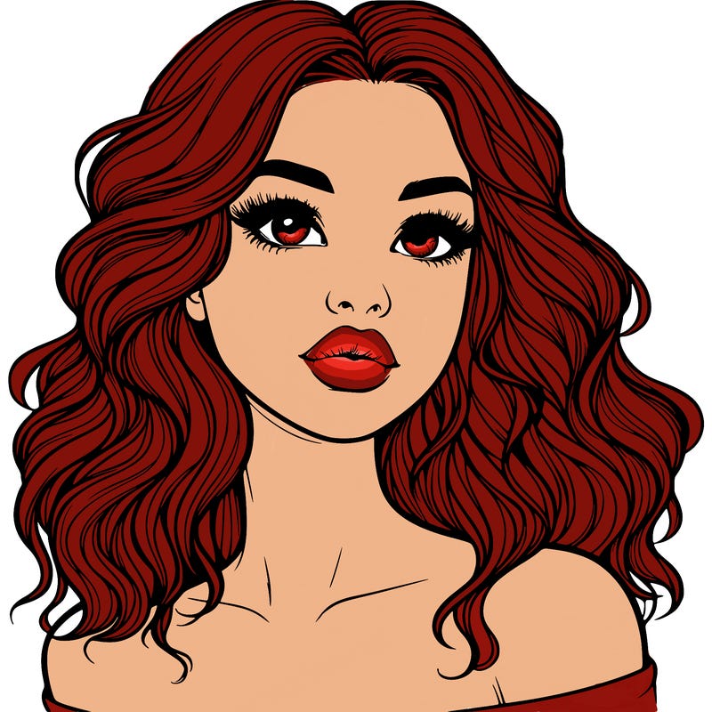 realistic girl with wavy hair and lips