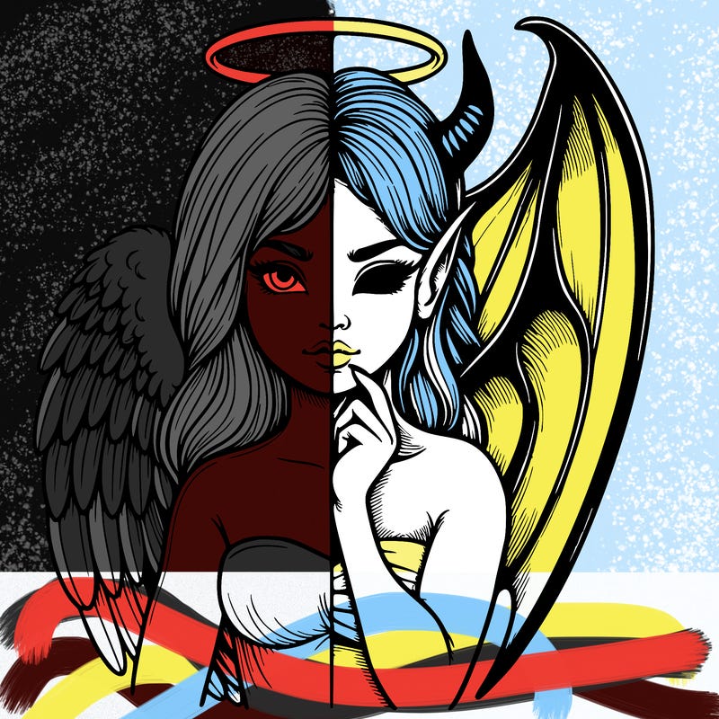 realistic angel half demon