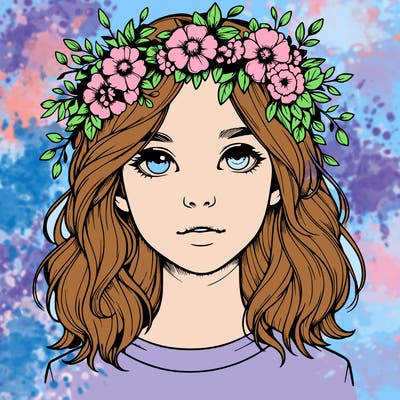 realistic girl with flower crown