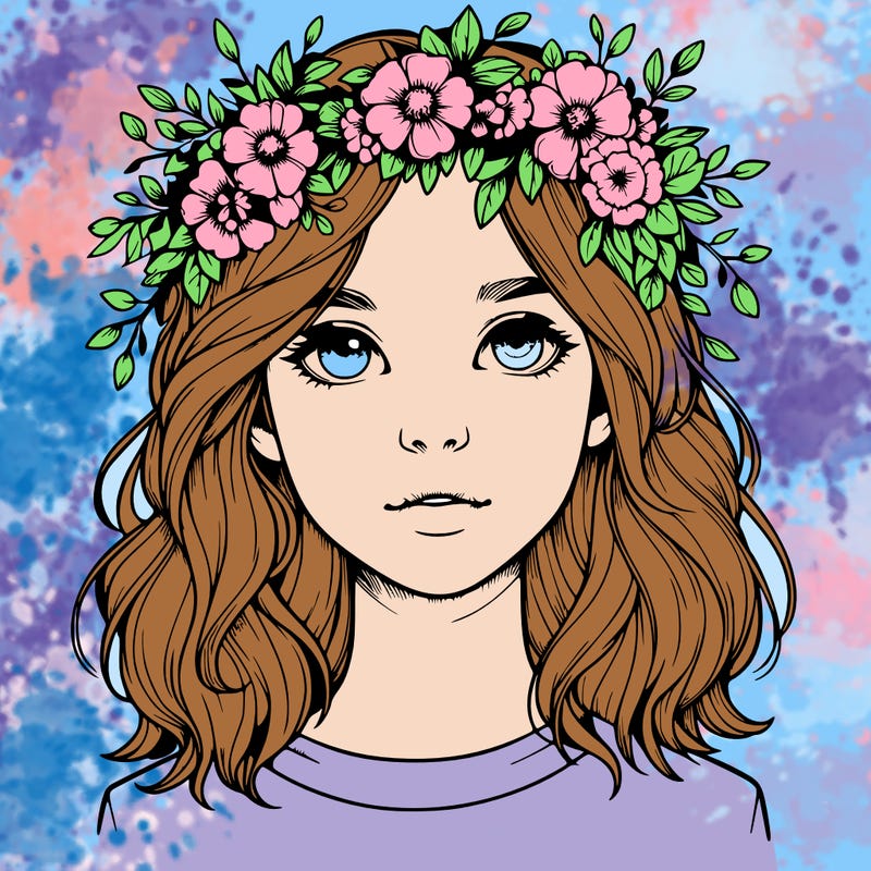 realistic girl with flower crown