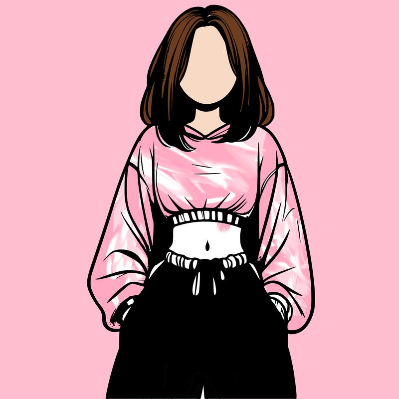 realistic girl faceless with baggy pants and a crop top