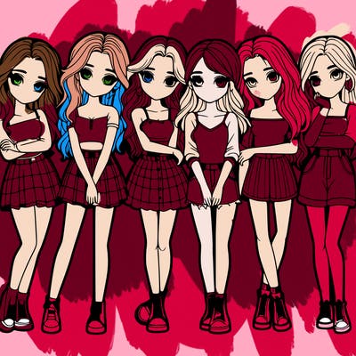 a group of girls realistic