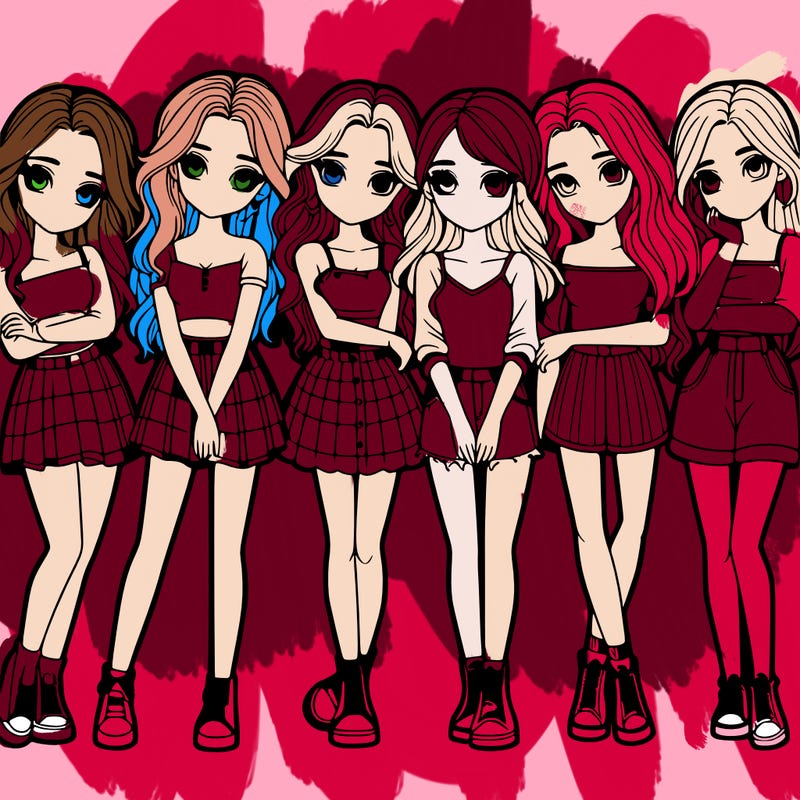 a group of girls realistic