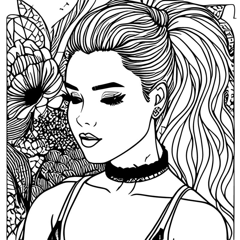 girl with messy bun rose tattoos fish net stallings black  choker and only half her body showing lastly anime body and eyes