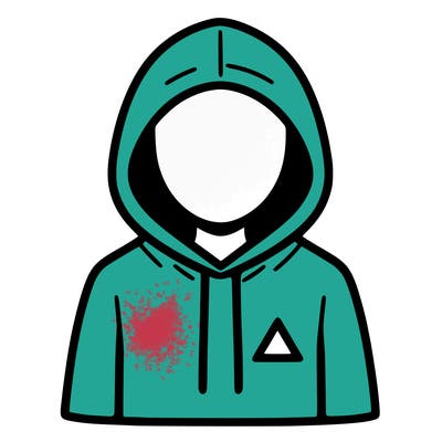 a person with non face waering a hoodie with a small triangle symbol