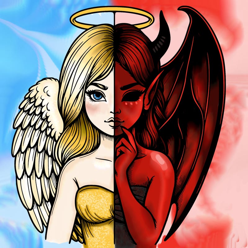 realistic angel half demon