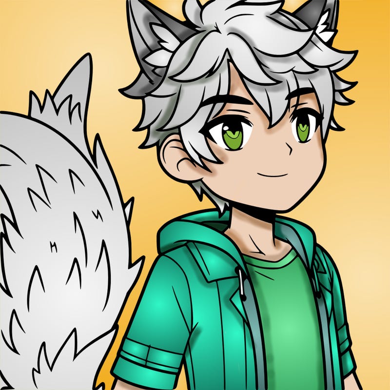 male with wolf tail and wolf ears